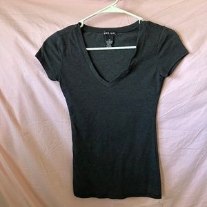Wet Seal Dark grey v neck fitted tee
